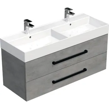 Koupelnový nábytek Koupelnová skříňka s černou úchytkou a umyvadlem SAT Cube Way 120x53x46 cm beton mat CUBE46C1202BESAT