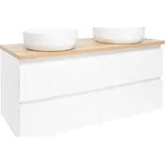 Koupelnová skříňka s umyvadlem SAT B-Way 119x50x45 cm bílá lesk BWAY2120WDOAKU2