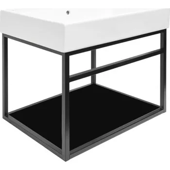 Koupelnový nábytek Konstrukce s umyvadlem Naturel Industrial 59x45x45 cm černá mat KONZOLEUM60CU