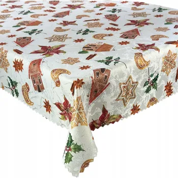 ubrus Ubrus Vánoční Odolný Skvrnám Zlatý Béžový 130x340 cm