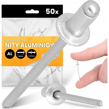 Nýt 50x TRHACÍ NÝTY 4,8x6,4 mm HLINÍKOVÉ Ocelové Pozinkované NEREZOVÉ Nýt