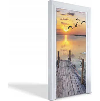 Fototapeta Samolepící dekorativní nálepka na dveře Západ slunce nad jezerem 95x205 cm