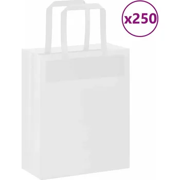 Dárková taška vidaXL Papírové tašky 250 ks s uchy 18x8x22 cm [4101866] Barva: Bílá
