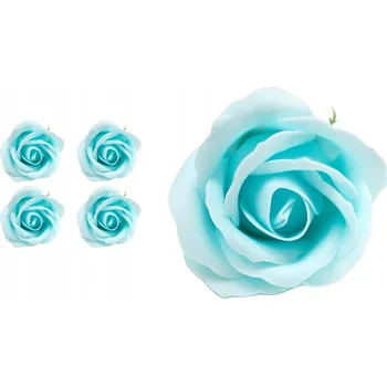 umělá květina MODRÁ MYDLOVÁ RŮŽE vonící květiny hlavička 5ks na kytici dárek box