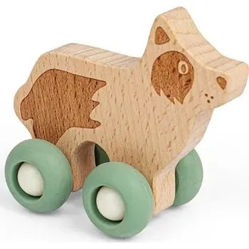 Dřevěná hračka Bigjigs Toys Domácí zvířátko na kolečkách Pes