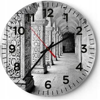 Hodiny Kuchyňské nástěnné hodiny 30x30 Architektura Moderní skleněné hodiny Tiché