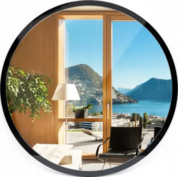 Zrcadlo Zrcadlo Kulaté Koupelnové Loft s Černým Rámem 70 cm