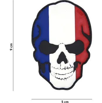 Nášivka Gumová nášivka 101 Inc Skullhead vlajka Francie - barevná