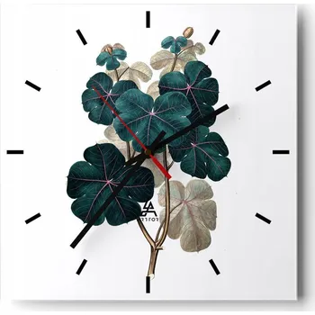Hodiny Velké nástěnné hodiny 40x40 Rostlina Skleněné hodiny Čtvercové Tiché