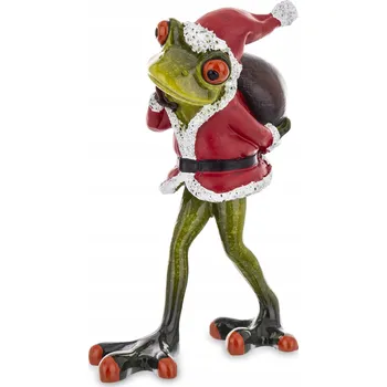 Figurka Figurka 14,5x7x10,5 cm Žába Santa s pytlem