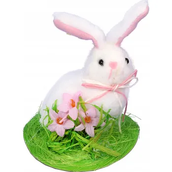 Velikonoční dekorace ZAJÍČEK S KVĚTINAMI VELIKONOČNÍ DEKORACE 12 CM