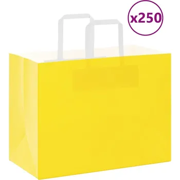 Dárková taška vidaXL Papírové sáčky 250 ks s uchy 32x17x25 cm [4101845] Barva: Žlutá