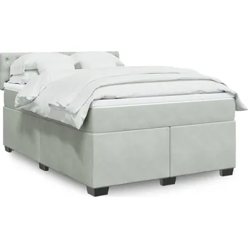 Postel vidaXL Box spring postel s matrací 140x190 cm samet [3286312] Barva: světle šedá