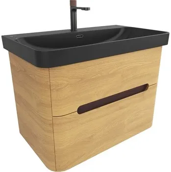 Koupelnový nábytek Koupelnová skříňka s umyvadlem SAT Fusion 77,5x53x45 cm dub medový mat SATFUSION280DMBKMB