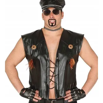 Dámská vesta ČERNÁ VESTA ROCKMAN MOTORKÁŘ DOPLNĚK KE KOSTÝMU KARNEVAL