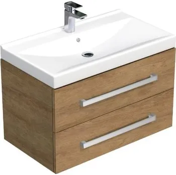Koupelnový nábytek Koupelnová skříňka s umyvadlem SAT Cube Way 80x53x46 cm dub Hickory CUBE46802DHVER