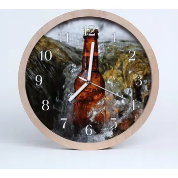 Hodiny Dřevěné nástěnné hodiny Tiché Pivo do kuchyně 25 cm