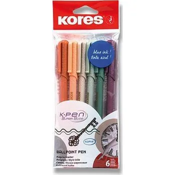 Kores K0 Vintage - jednorázové kuličkové pero - sada 6 ks
