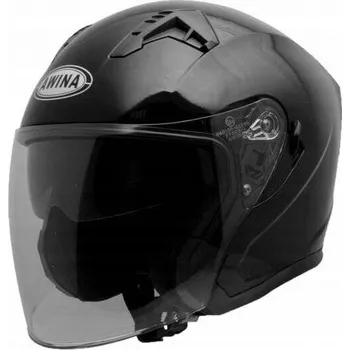 Helma na motorku Otevřená helma Awina typ JK528 černá s clonou, homologace ECE 22R06