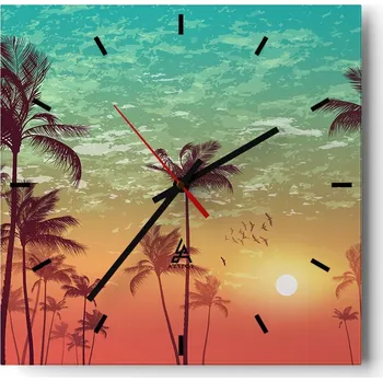 Hodiny Velké nástěnné hodiny 40x40 Krajina Skleněné hodiny Tiché