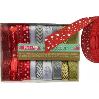 Vánoční dekorace OZDOBNÁ STUHA VÁNOČNÍ METALICKÁ DÁRKOVÁ