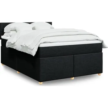 Postel vidaXL Box spring postel s matrací 140 x 200 cm textil [3286704] Barva: Černá