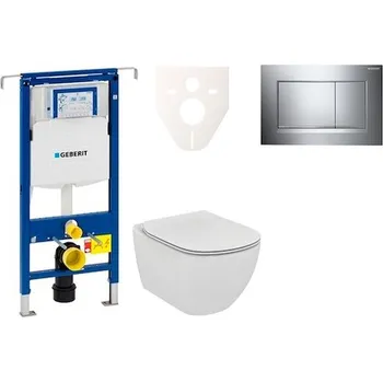 Cenově zvýhodněný závěsný WC set Geberit do lehkých stěn / předstěnová montáž+ WC Ideal Standard Tesi 111.355.00.5NE6