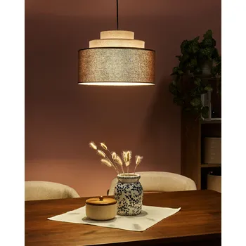 Visící závěsná lampa hnědá plátěné stínidlo moderní design světlo obývací pokoj Beliani