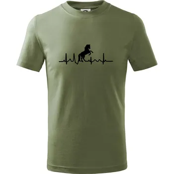 Ekg kůň ikona - Tričko dětské bavlněné - 104-110cm / 3-4 roky ( Khaki )