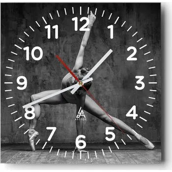 Hodiny Nástěnné hodiny do obýváku 40x40 Gymnastika Tiché hodiny na skle Bez hlučný chod