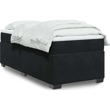Postel vidaXL Box spring postel s matrací 100x200 cm samet [3285268] Barva: Černá