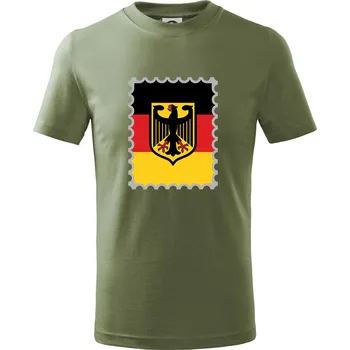 Dětská móda Německá známka - vlajka - Tričko dětské bavlněné - 146 cm/10 let ( Khaki )