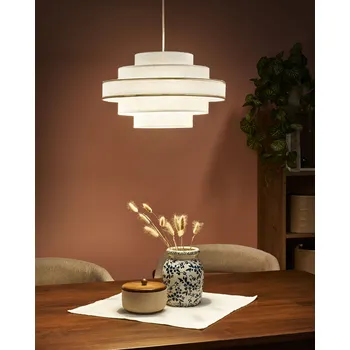 Visící závěsná lampa bílá plátěné svítidlo moderní design světlo obývací pokoj Beliani