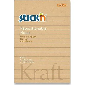Samolepící bloček Hopax Stick'n Kraft - samolepicí bloček - 150 × 101 mm, 100 listů, linkovaný