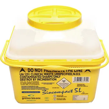 Odpadkový koš Kontejner VACUETTE na použité jehly a infekční odpad hranatý, žlutý, celkový objem 5 l