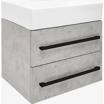 Koupelnový nábytek Koupelnová skříňka s umyvadlem a černou úchytkou SAT Cube Way 60x53x46 cm beton mat CUBE46C602BESATCWL