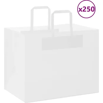 Dárková taška vidaXL Papírové tašky 250 ks s uchy 32x22x24 cm [4101847] Barva: Bílá