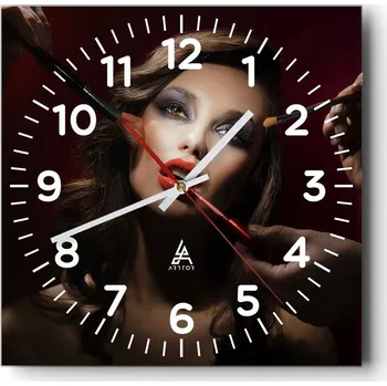 Hodiny Nástěnné hodiny do obýváku 40x40 Žena Bezhluké hodiny na skle Tiché