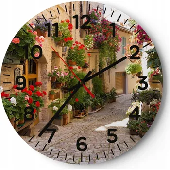 Hodiny Velké nástěnné hodiny 40x40 cm Město Skleněné hodiny Kulatý Tiché