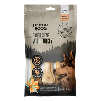 Pamlsek pro kočku PrimaDog Rough Chews Turkey-Sea buckthorn S 10 cm 105 g