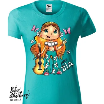 Pánské tričko DIA triko Hippie vel. 134 cm/8 let, světlý tyrkys