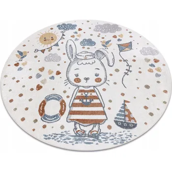 Koberec Koberec DĚTSKÝ PRACÍ Králík králíček námořník krémový kulatý 160 cm