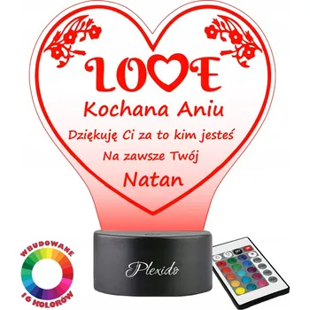 Lampička Noční Lampa 3D LED Dárek na Valentýna Gravírování