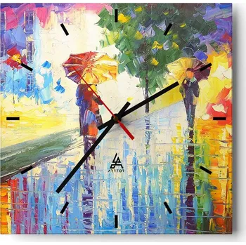 Hodiny Velké nástěnné hodiny 40x40 Ulička - Skleněné tiché čtvercové hodiny