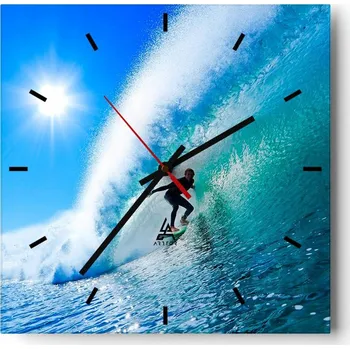 Hodiny Velké nástěnné hodiny na zeď 40x40 Sport Skleněné hodiny Čtvercové Tiché