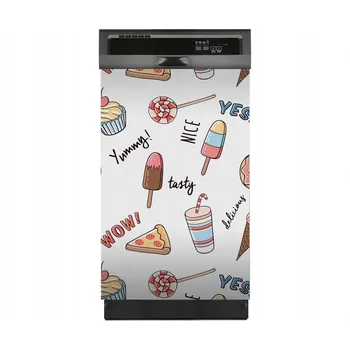 Obraz Dekorace na myčku nádobí Zmrzlina, pizza a kobliha 45x70 cm