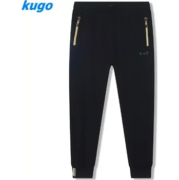 Pánské tepláky KUGO FT6030 černé/žluté zipy vel.XL