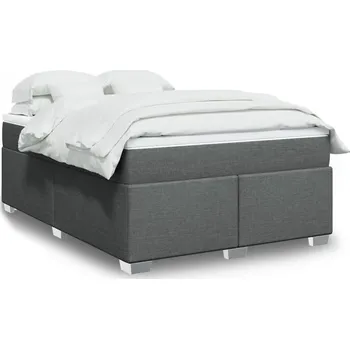 Postel vidaXL Box spring postel s matrací 160x200 cm textil [3285149] Barva: Tmavě šedá