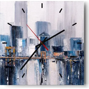 Hodiny Velké nástěnné hodiny na zeď 40x40 Budovy Skleněné hodiny Čtvercové Tiché