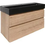 Koupelnová skříňka 2 zásuvková s umyvadlem Naturel Savona 98x53x44,8 cm dub Halifax mat SAVONA2100DHSATC